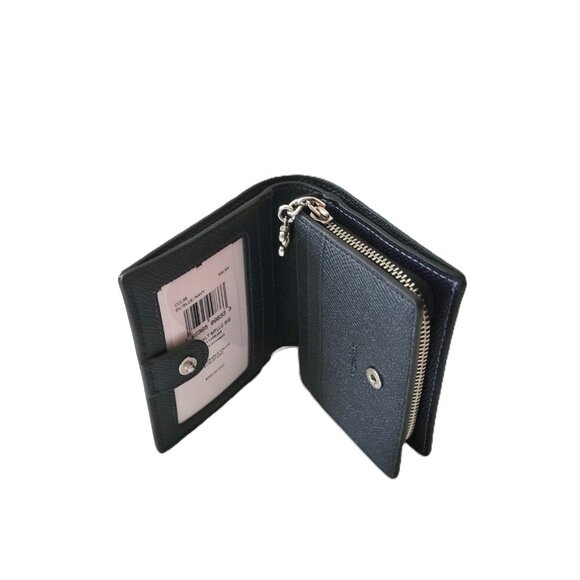 Coach CCL96 Snap Wallet Metallic Signature Small Clutch Blue Navy - Picture 6 of 7